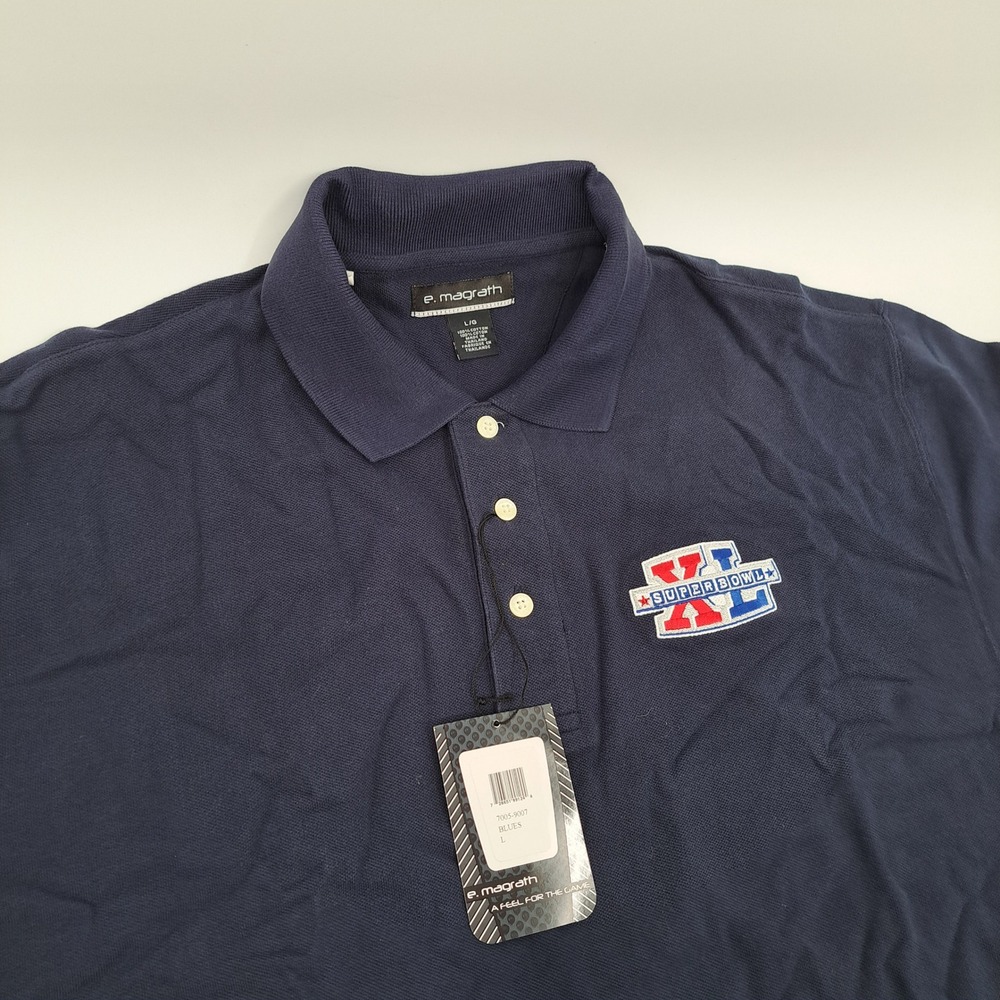 E. Magrath Super Bowl XL Polo Shirt Mens L Cotton Navy FBI Joint Ops Center NWT